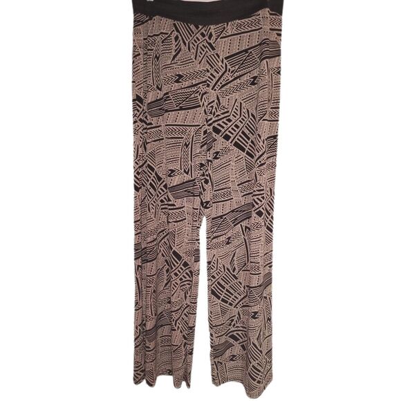 Alfani Tan/Black Aztec Design Wide Leg Stretch Pants Size L - Picture 1 of 3